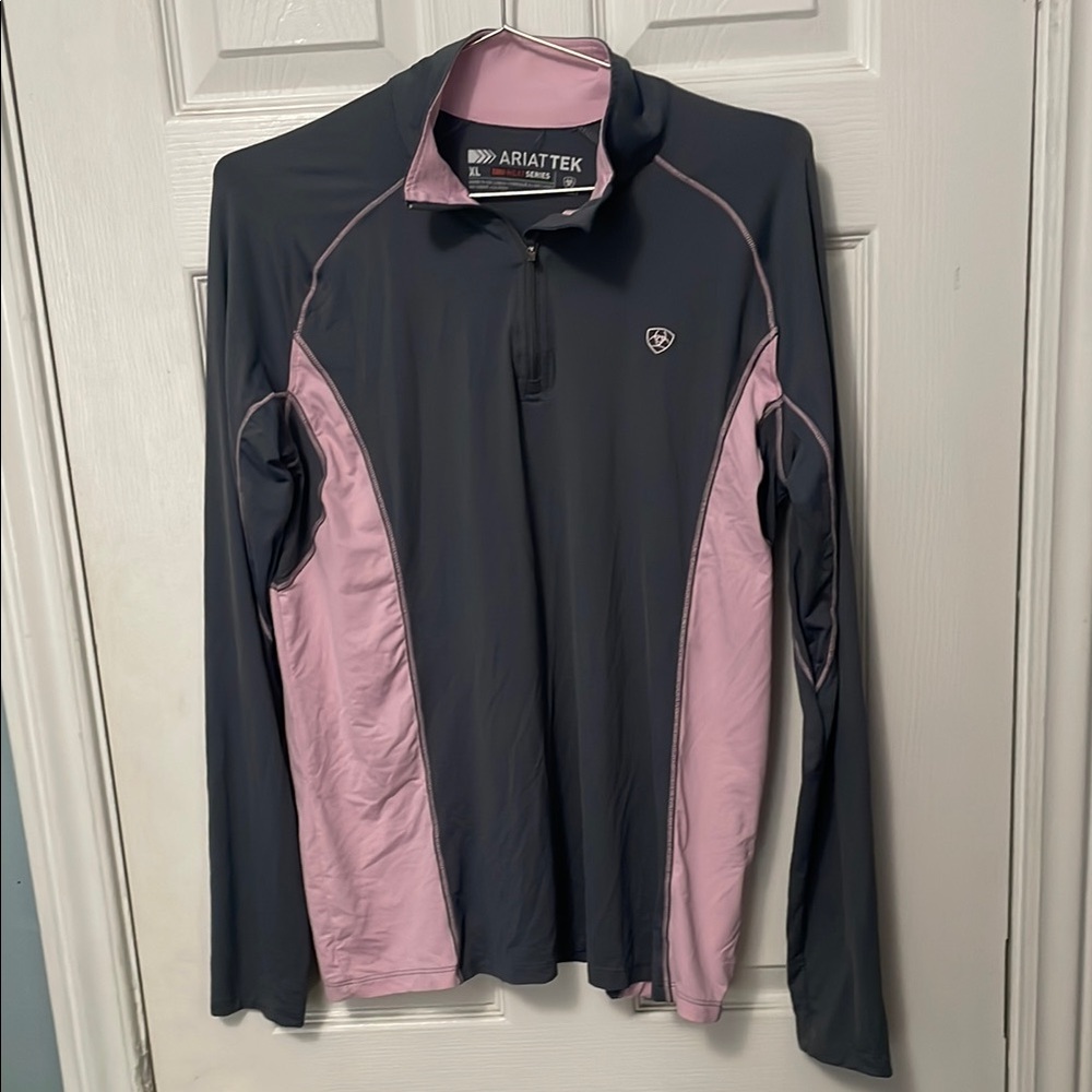 AriatTek Gray and Pink Long Sleeve Shirt